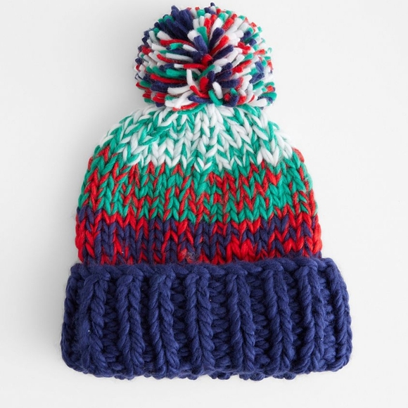 *NEW* Free People Chunky Stripe Beanie Navy Multi - Picture 2 of 6